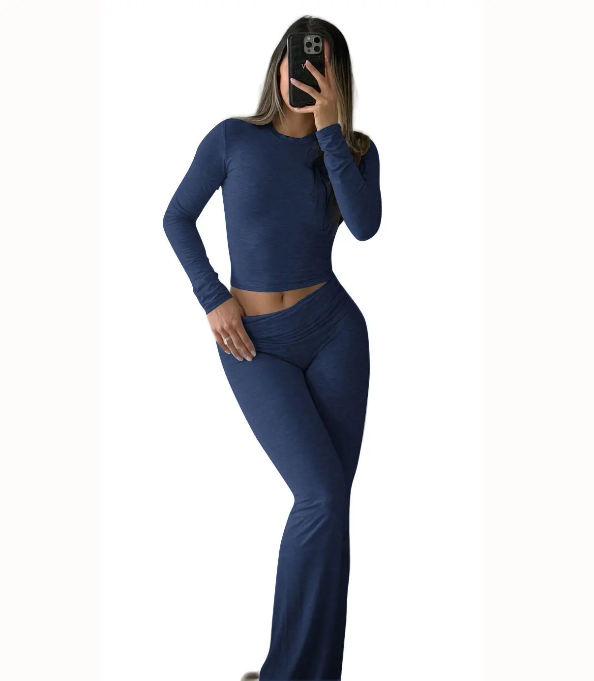 Women's Yoga Two-Piece Set Long-Sleeve Wide-Leg Activewear Set Casual Home Yoga Set Coordinated Set Nova Trendz
