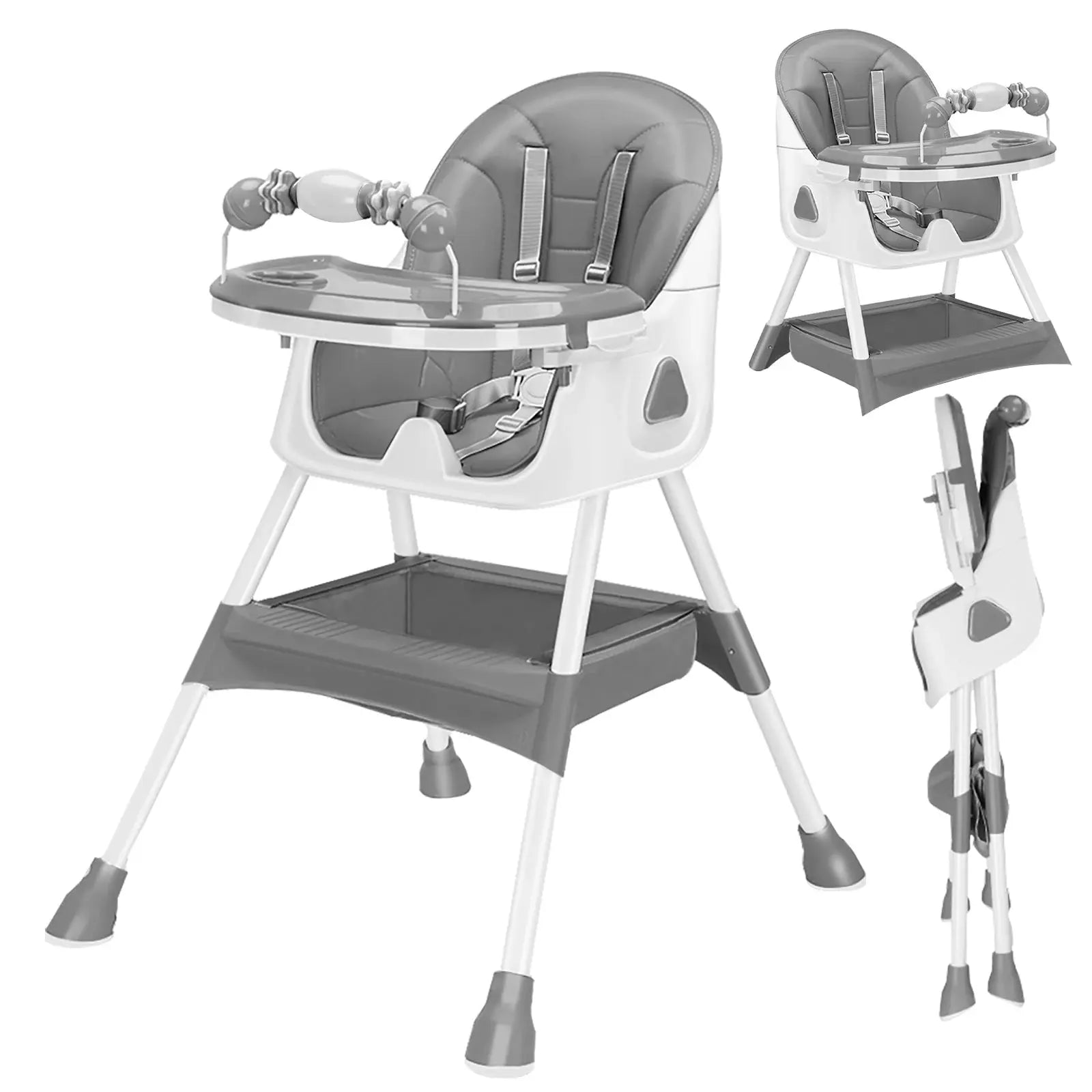 UBRAVOO Foldable Baby High Chair 6 Months Plus, with Large Antislip Pad & ToyRack, Easy to Clean Feeding , E500 Nova Trendz