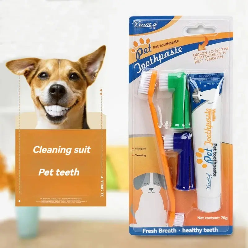 Pet Toothpaste Toothbrush Dog Cat Teeth Cleaning Dog Cat Fingertips Cat Dog Disposable Toothbrush Toothpaste Set - Nova Trendz