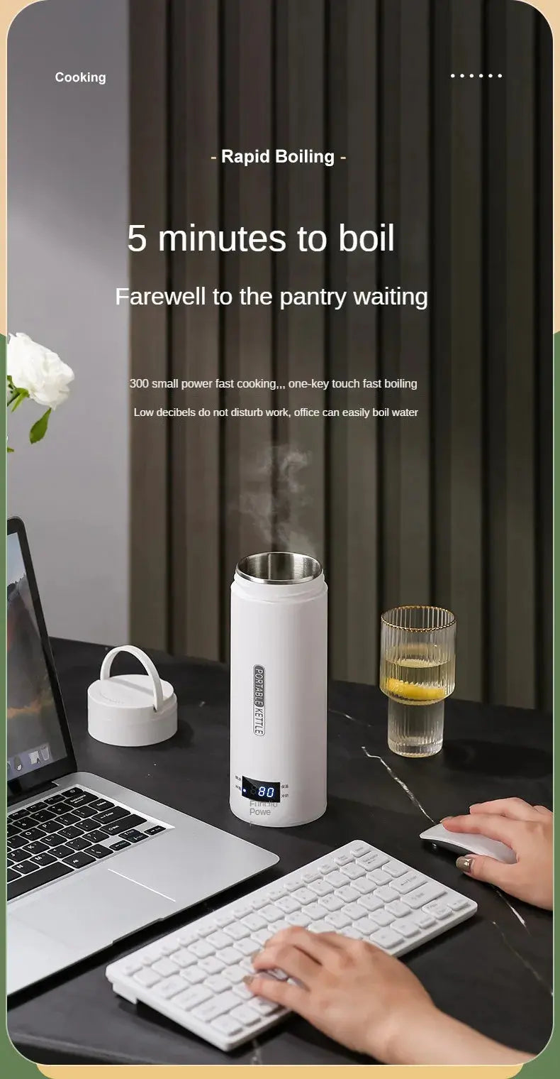 500ML Travel Electric T Kettle Fast Boiling Water Portable baby Milk Warmer Kettle 304 Stainless Steel Thermo Kettles Nova Trendz