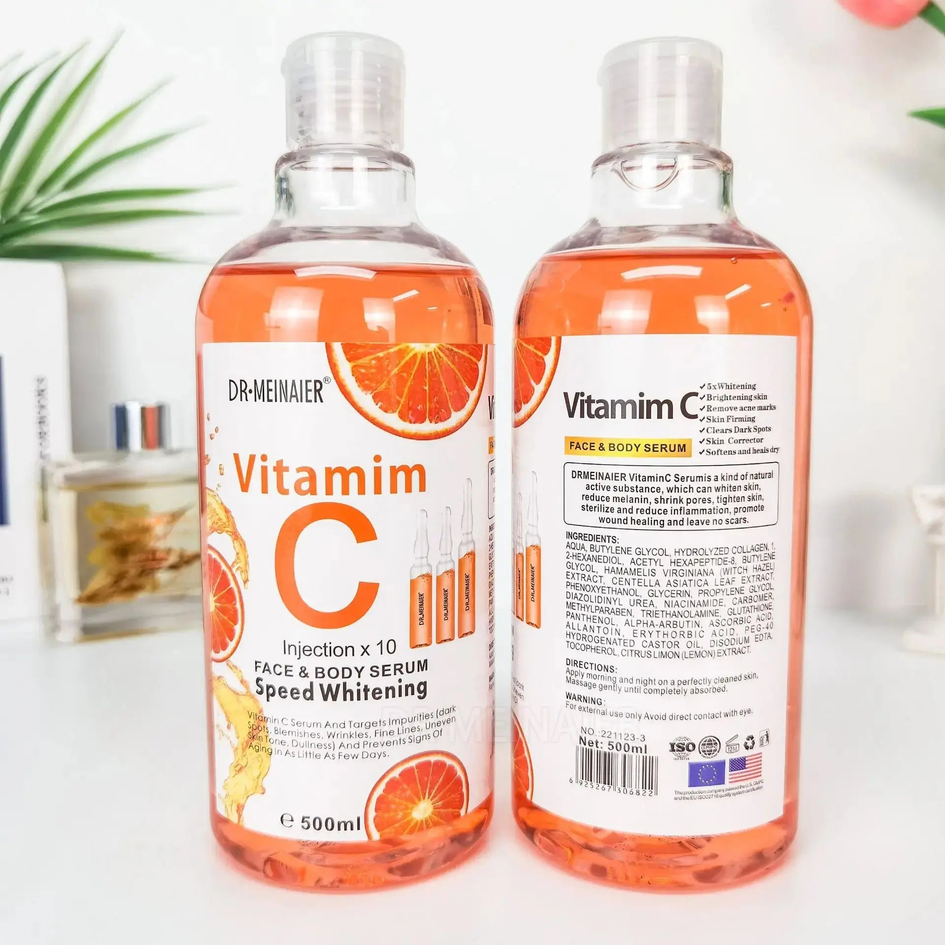 500ML Vitamin C AHA HYALURONIC& NICOTINAMIDE Face Serum Moisturizing Lightening Body Cream Honey&Almonds - Nova Trendz