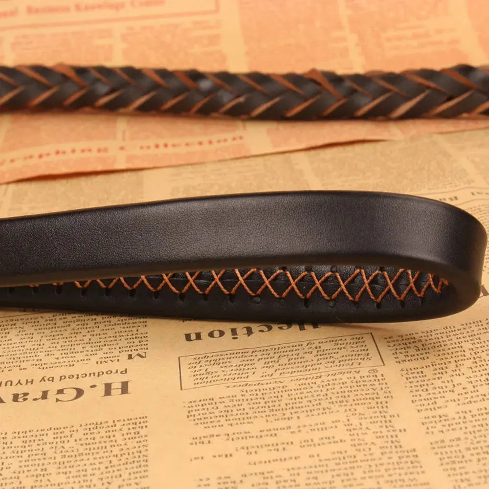 Leather Dog Leash for Large Dogs Strong Leather Braided Dog Leash with Buffer Spring Pet Traction Rope for German Shepherd Dog - Nova Trendz