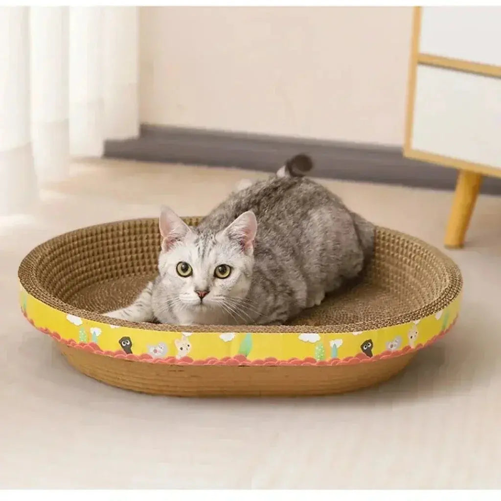 Cat Scratching Board Protect Furniture Grinding Claw Toys Oval Corrugated Paper Wear-resistant Cat Nest Cat Accessories - Nova Trendz