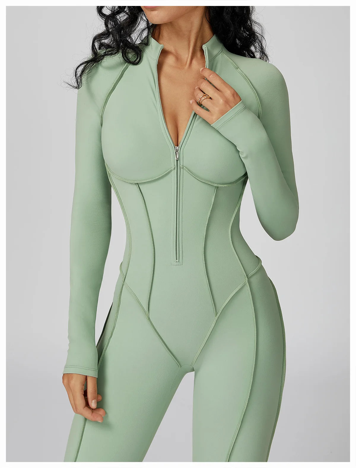 Yoga Bodysuit Long Sleeved Women's Tracksuits Gym Zipper Jumpsuits Sports Workout High-intensity Fitness One-piece Tights Suit Nova Trendz