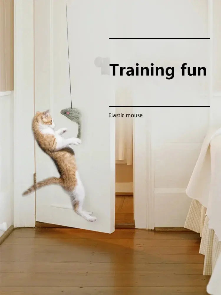 Simulation Mouse Cats Toy Funny Self-hey Hanging Door Retractable Cats Stick Scratch Rope Mouse Cat Interactive Toy Cat Supplies - Nova Trendz