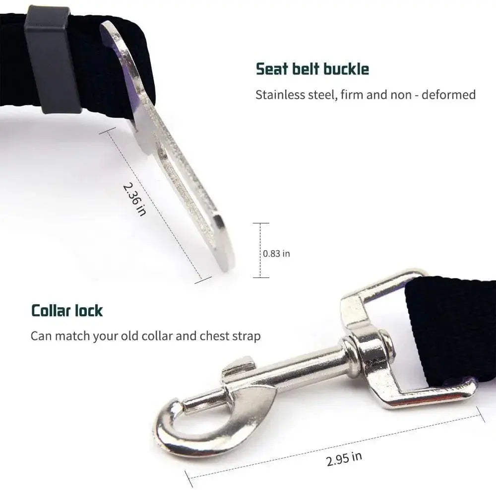 Dog Harness Lead Clip Safety Lever Traction Dog Collars Dogs Accessoires Adjustable Pet Cat Dog Car Seat Belt Pet Seat Vehicle Nova Trendz
