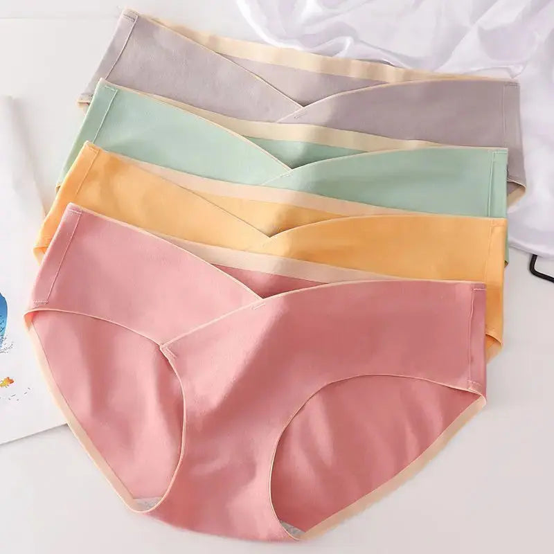 5PCS Cotton Maternity Panties High Waist Pregnant Panties Adjustable Belly Support Briefs for Pregnant Women Solid Color Panties Nova Trendz