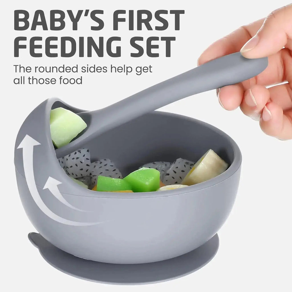 Silicone Baby Bowl Self feeding Training Snail Bowl Infant Anti Drop Sucker Set With Spoon Set Children's Feeding Tableware Nova Trendz