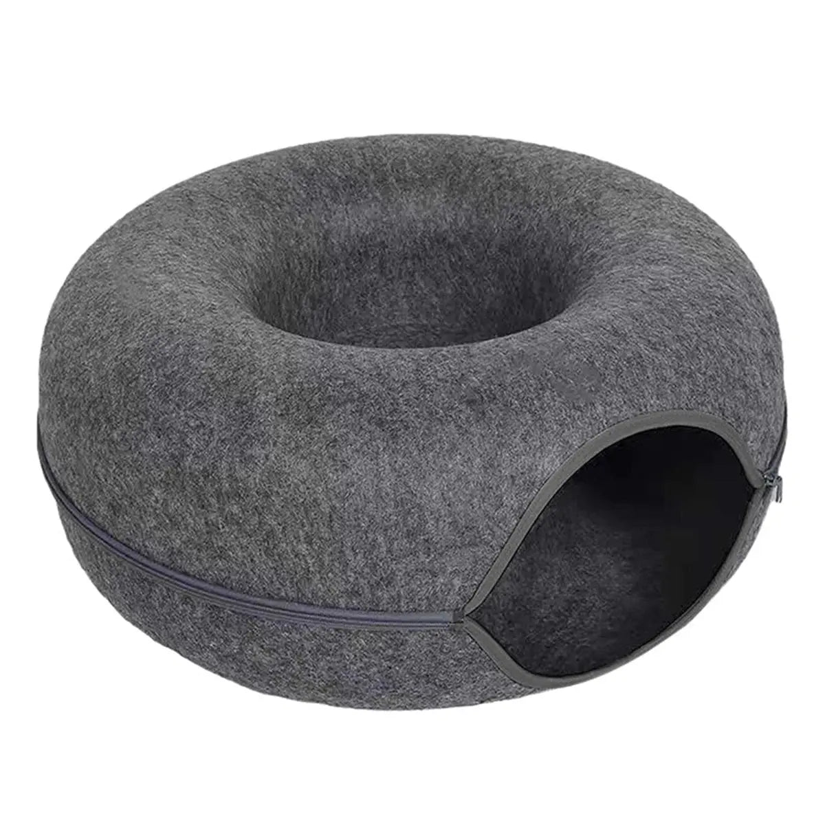 Felt Donut Bed for Cats House With Breather Hole Dog Bed Interactive Play Toys for Cats to Hide 2 in 1 Tunnel for Cats Bed - Nova Trendz