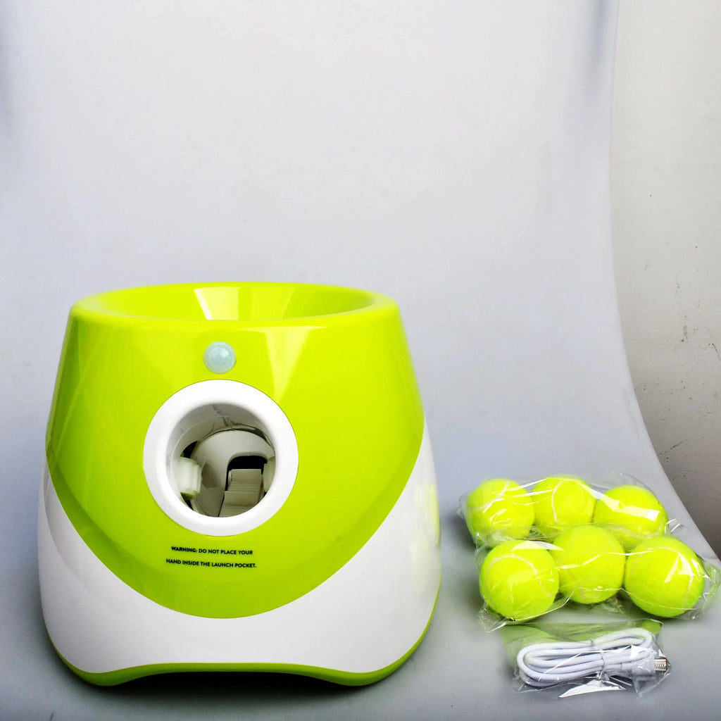 With 5 balls Automatic Ball Launcher for Dogs 3 Adjustable Distances Settings,Improves the dog's intelligence Outdoor pet game - Nova Trendz