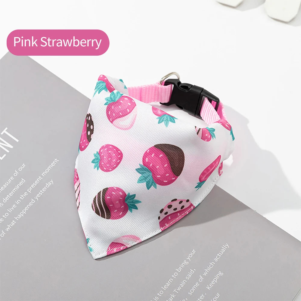 Adjustable Pet Puppy Cat Scarf Bandana Collar Neck Scarf For Small Dogs Kitten Saliva Towel PU Collar with Triangular Bandage