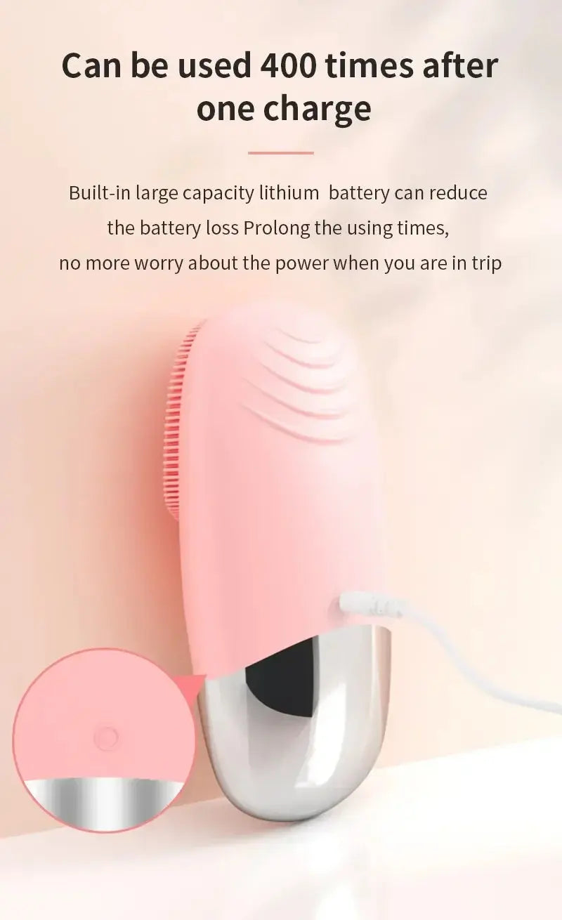 Electric Facial Cleansing Brush Silicone Sonic Face Cleaner Deep Pore Cleaning Skin Massage Intelligent Cleansing Brush Device - Nova Trendz