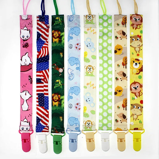 Cartoon Baby Pacifier Clip Chain Ribbon Dummy Soother Holder Chain Anti-drop Buckle Strap for Pacifier Baby Feeding