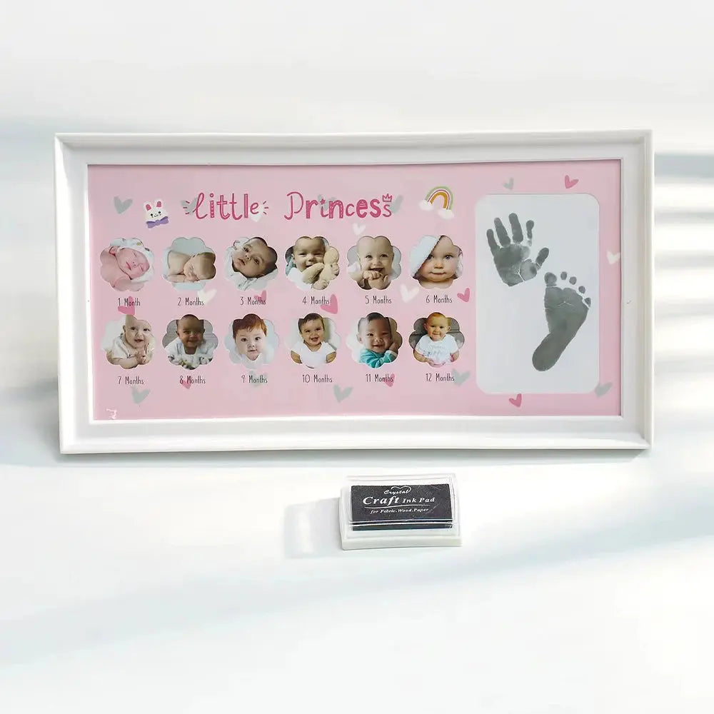 Ylsteed Baby Keepsake Frame 0-12 Months Milestone Pictures Hand Foot Print Ink Photo Frame Souvenirs Infant Growing Memory Gift Nova Trendz