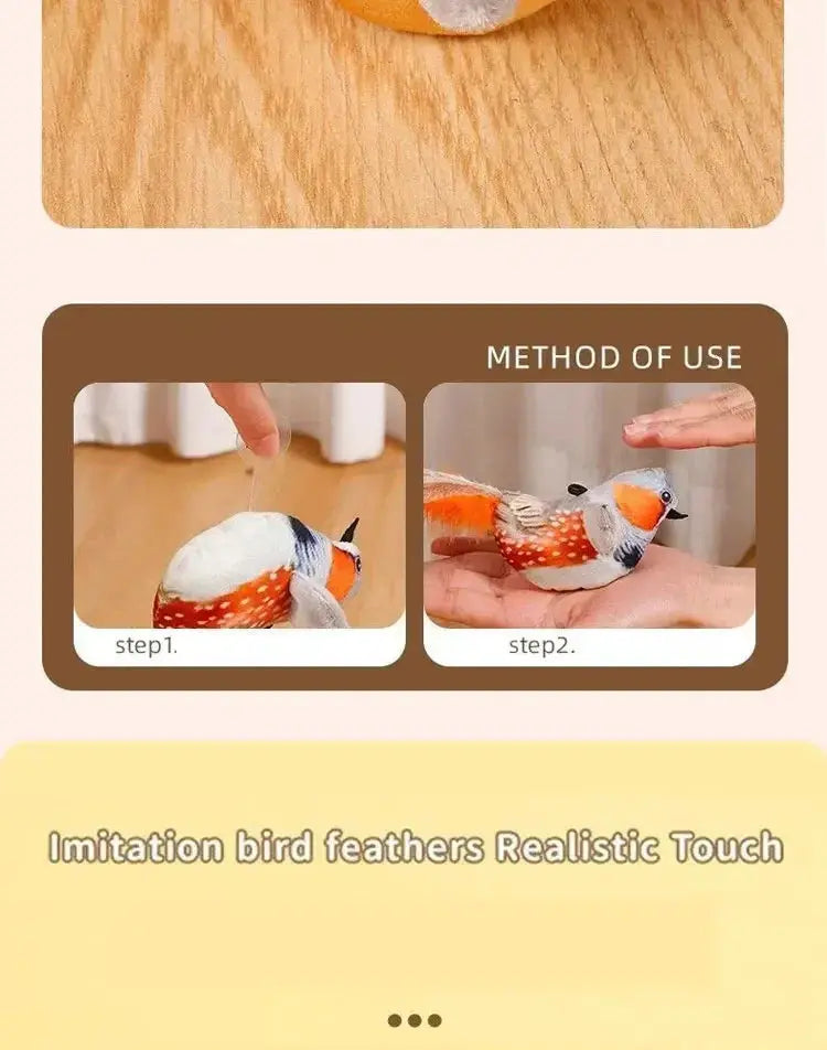 Interactive Cat Toys Rechargeable Electric Flapping Wings Bird Cat Toy Sound Chirping Bird Catnip Touch Activated Plush Toy Nova Trendz