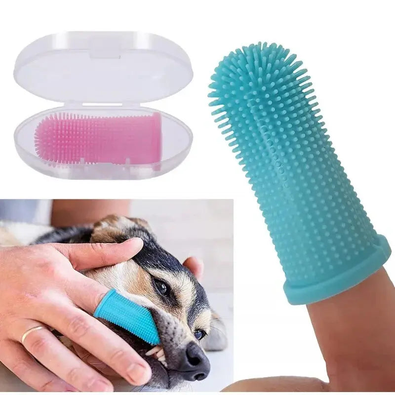 Dog Super Soft  pet Finger Toothbrush Teeth Cleaning Breath Care Nontoxic Silicone Tooth Brush Cat dog toothbrush pet products - Nova Trendz