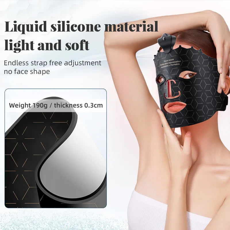 UBilli 7 Colors Silicone Led Facial Mask Light Therapy Mask Full Face 240 Lamp Beads Wirelessly Red Light Therapy Photon Mask