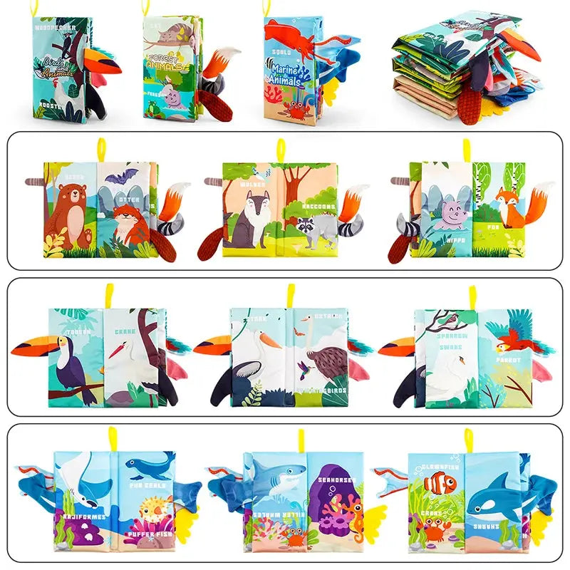 Baby Books Toys, Baby Books 0-6 Months, 3PCS Touch and Feel Cloth Crinkle Soft Books, Toys for 0-3-6-12-18 Months Infant Newborn - Nova Trendz