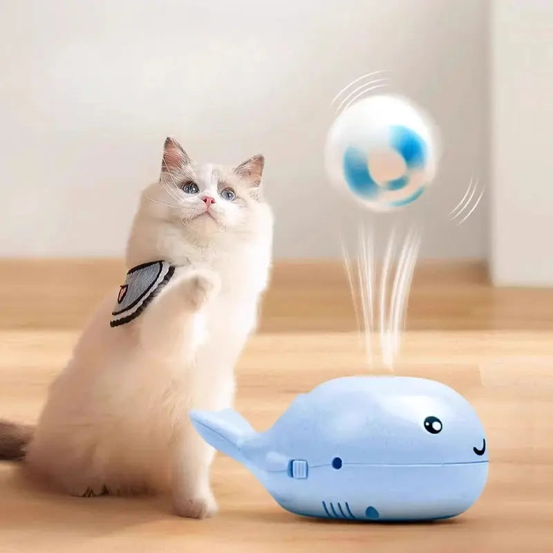 Interactive Cat Toys Electric Jet Floating Ball Cat Toy Whale Shaped Cat Toy Portable USB Dual Function Fan Pet Toy for Teaser Nova Trendz