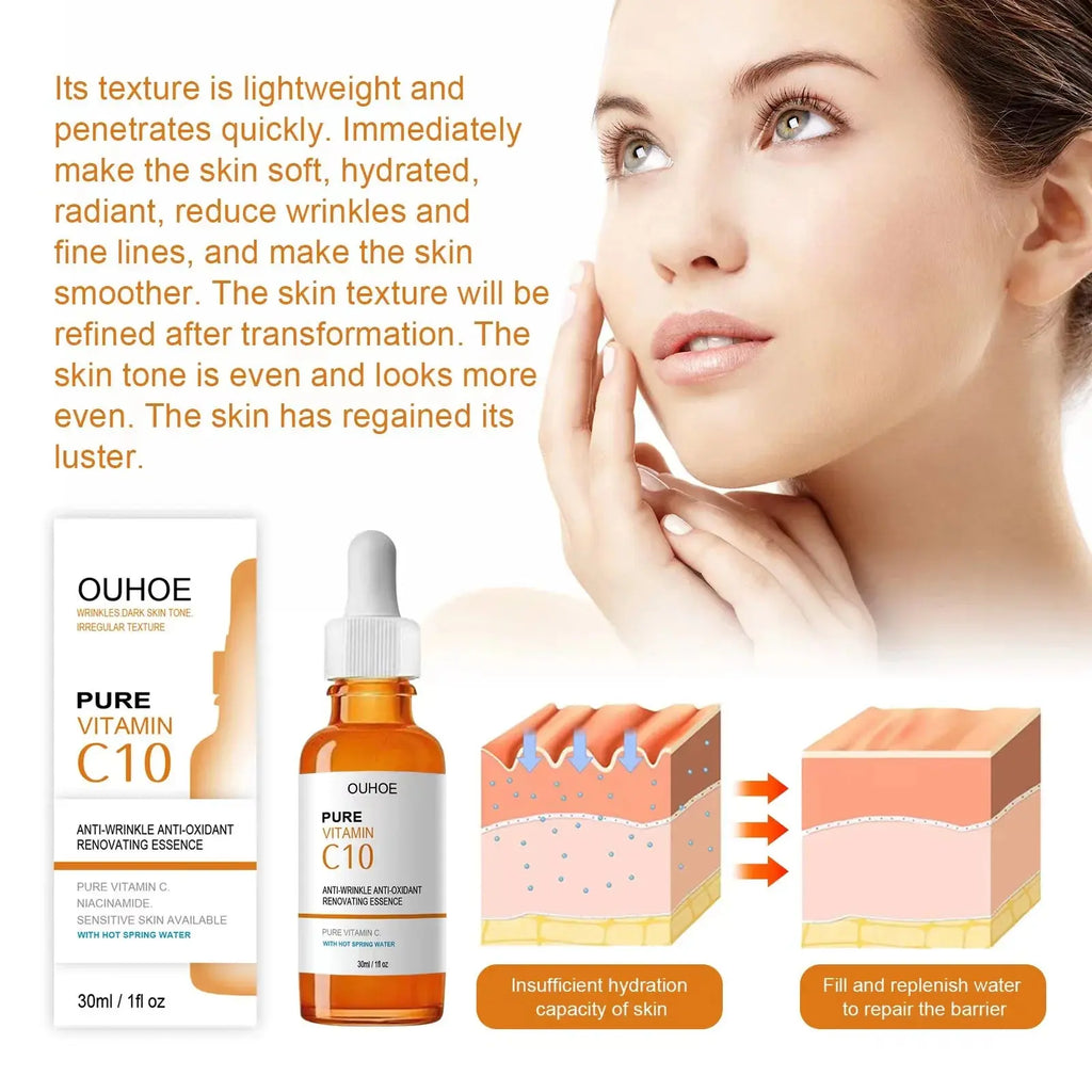 Vitamin C Wrinkle Remover Face Serum Lifting Firming Fade Fine Lines Anti-aging Essence Whitening Brighten Nourish Skin Care Nova Trendz