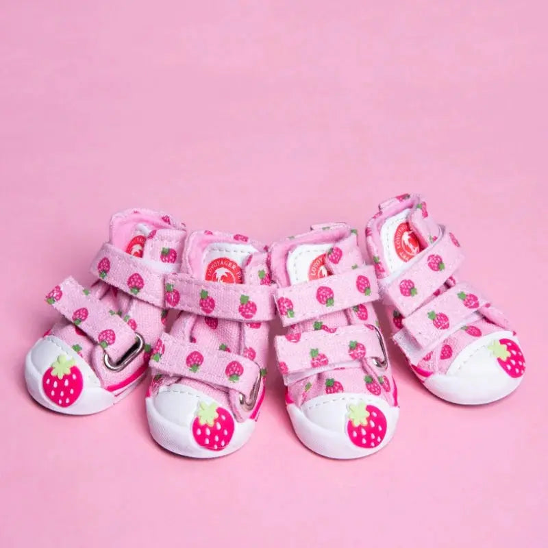 Pet Dog Canvas Shoes for Small Dogs Cute Stawberry Pattern Dog Shoes Anti-Slip Puppy Boots Breathable Cat Sneakers Pet Supplies Nova Trendz