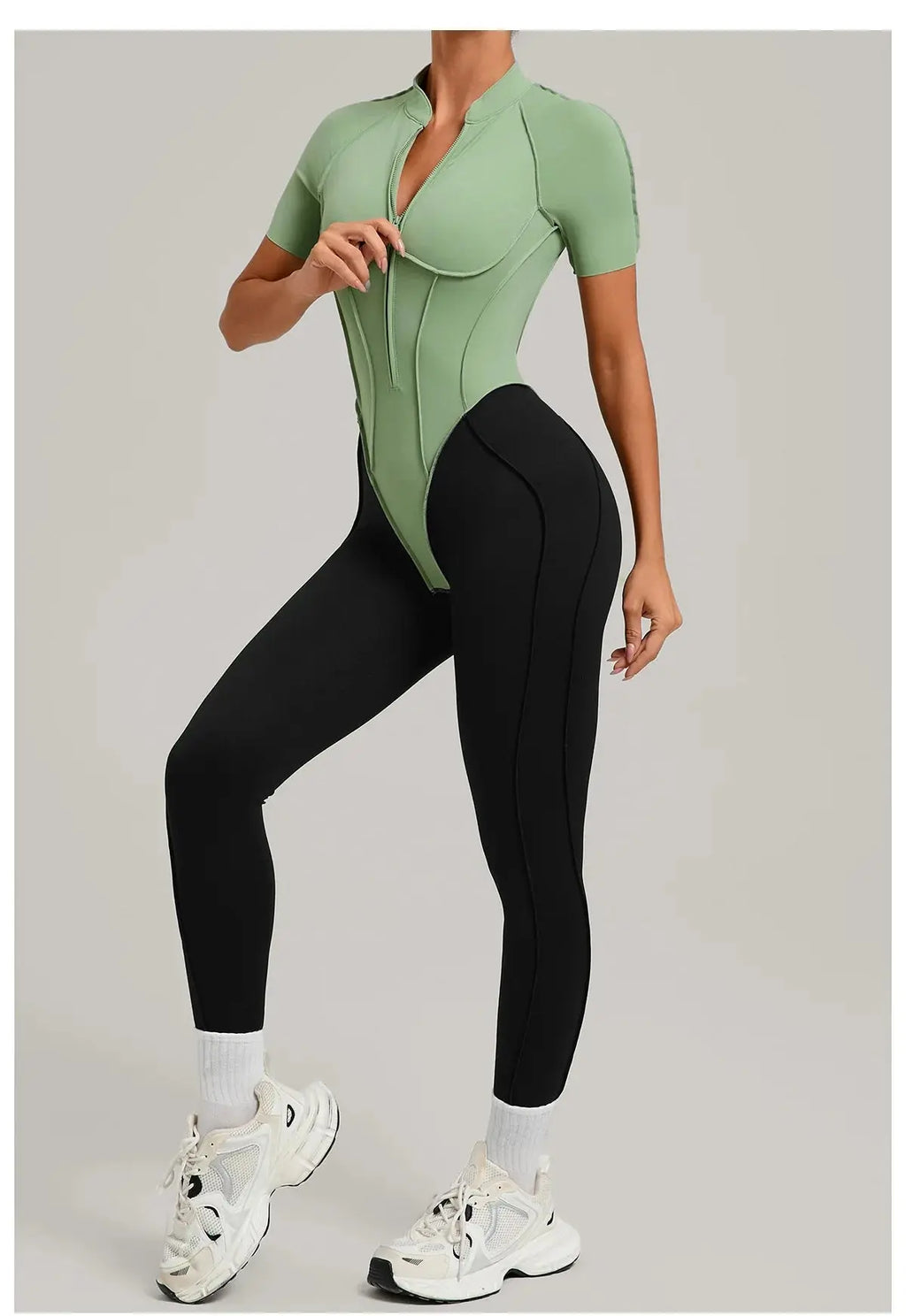 Yoga Bodysuit Short Sleeves Women's Tracksuits Gym Zipper Jumpsuits Sports Workout High-intensity Fitness One-piece Tights Suit - Nova Trendz
