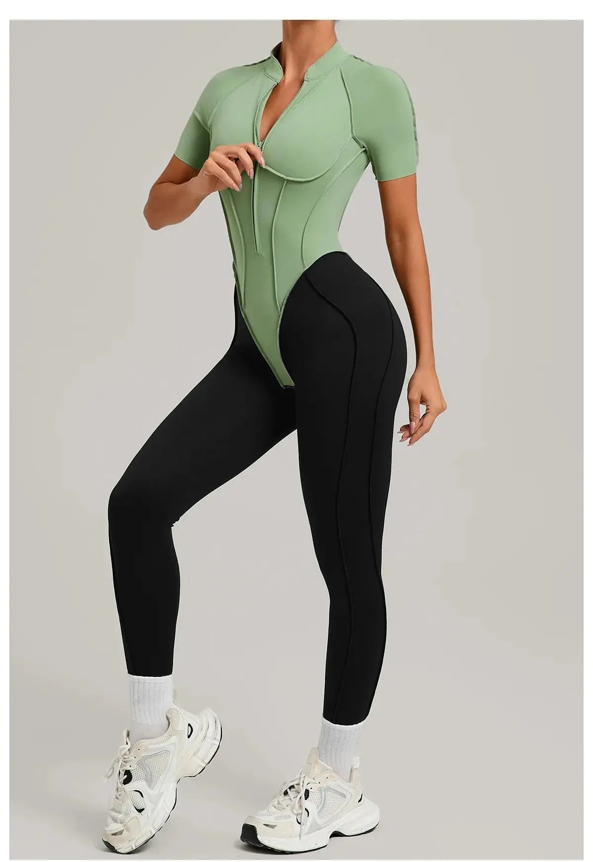 Yoga Bodysuit Short Sleeves Women's Tracksuits Gym Zipper Jumpsuits Sports Workout High-intensity Fitness One-piece Tights Suit - Nova Trendz