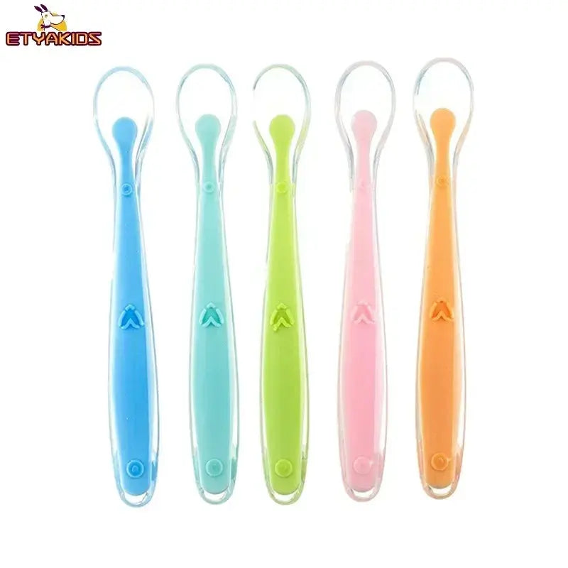 Baby Soft Safety Spoon Bowl Container Silicone Spoons Tableware for Child Infant Solid Feeding Flatware Toddler Care Feeder Nova Trendz