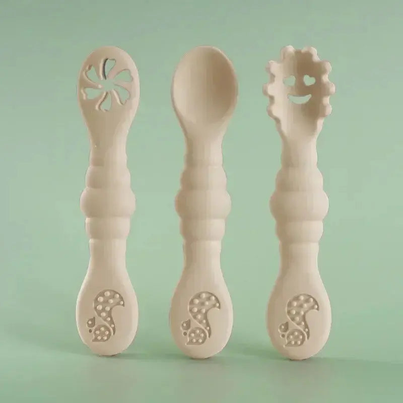 3PCS Silicone Spoon Fork For Baby Utensils Set Feeding Food Toddler Learn To Eat Training Soft Fork Cutlery Children's Tableware Nova Trendz