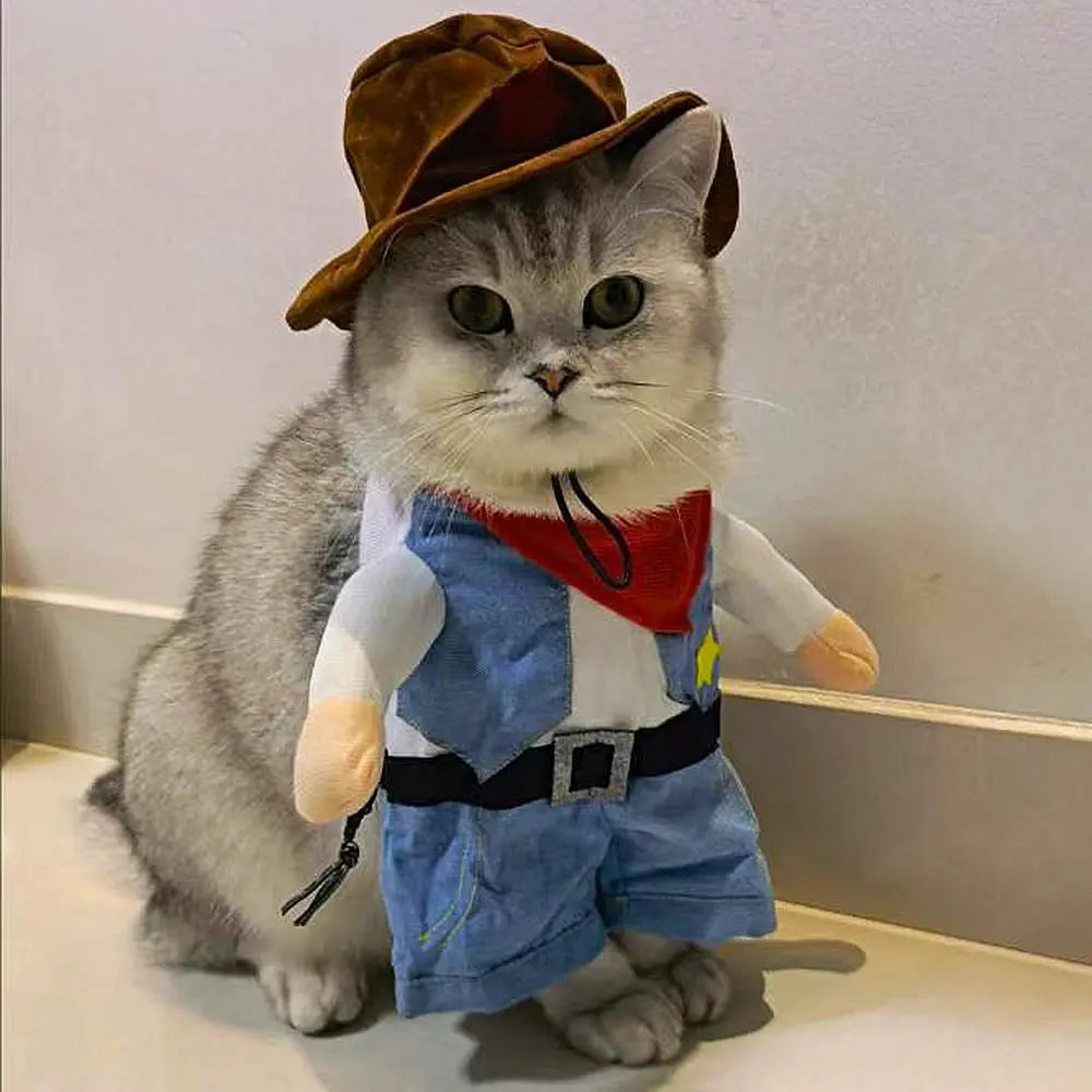 Cat Costume Clothes Funny Halloween Cosplay Cowboy Pet Outfits For Small Medium Dogs Cats Creative Novelty Kitten Party Clothing Nova Trendz
