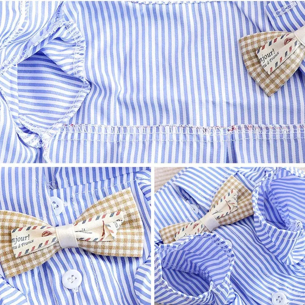 Fashion Pet Dog Clothes Bowknot Striped Shirts for Cat Dogs Cosplay Clothing Thin Summer Pet Costume Chihuahua Pet Supplies Nova Trendz