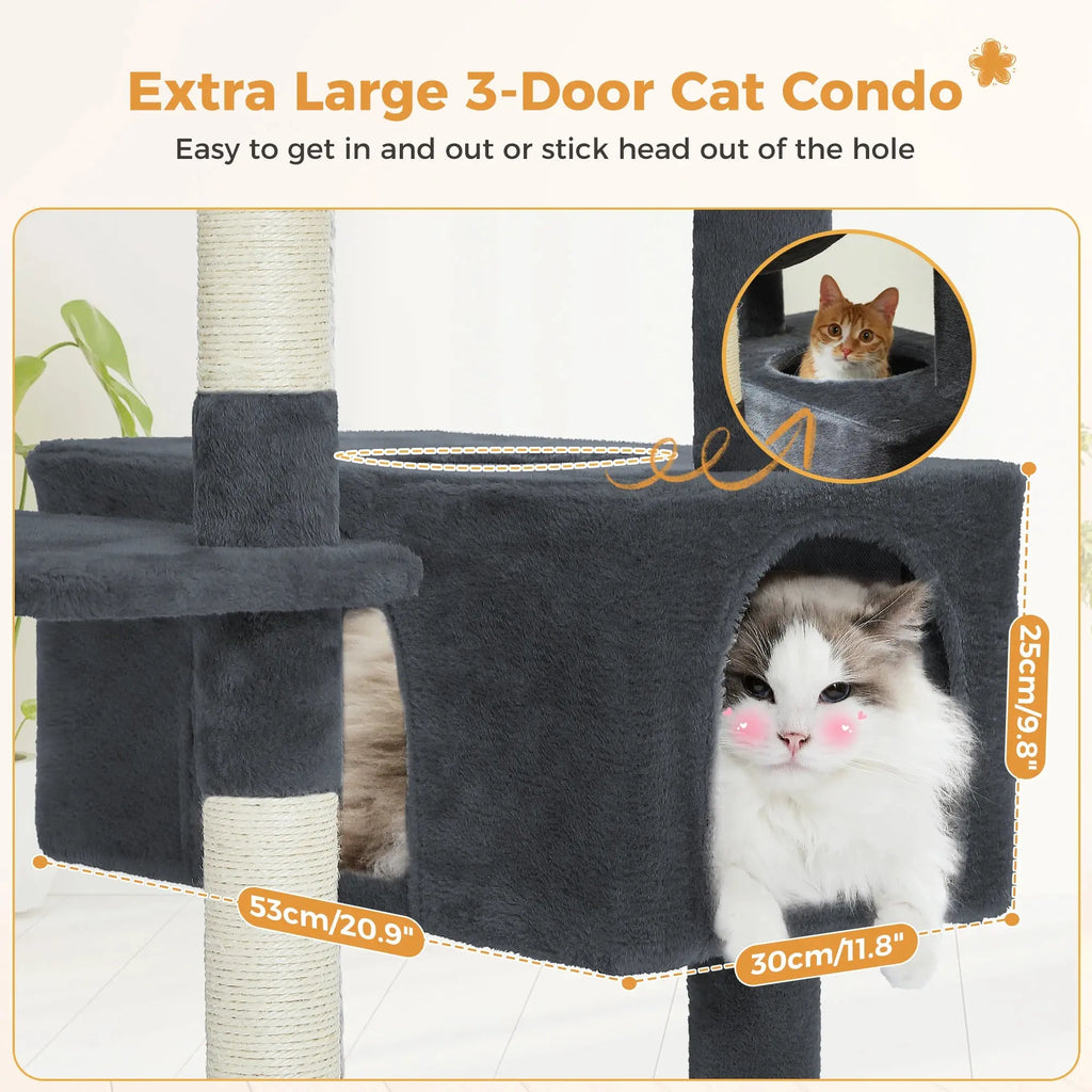 184cm Large Cat Tree and Tower for Indoor Cats With Sisal-Covered Scratching Posts Spacious Hammock Padded Perches and Condos Nova Trendz