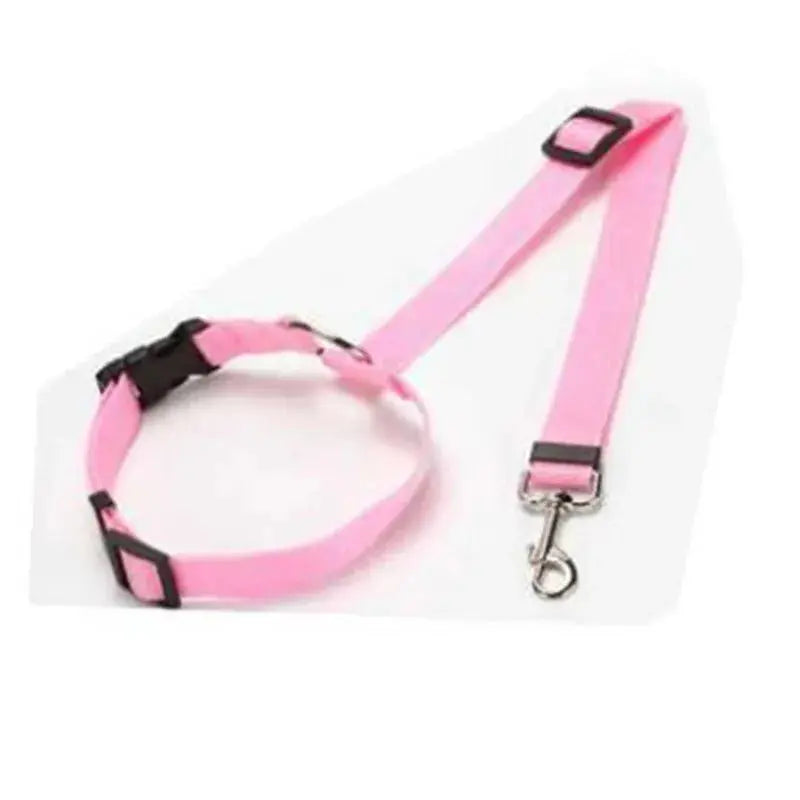 Solid Color Two-in-one Pet Car Seat Belt Nylon Lead Leash Backseat Safety Belt Adjustable Dogs Harness Collar Pet Accessories - Nova Trendz