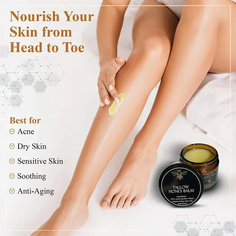Organic Grass-Fed Beef Tallow Balm with Raw Honey - Moisturizing Cream for Soft, Smooth Skin - Handmade All-Natural Moisturizer Nova Trendz