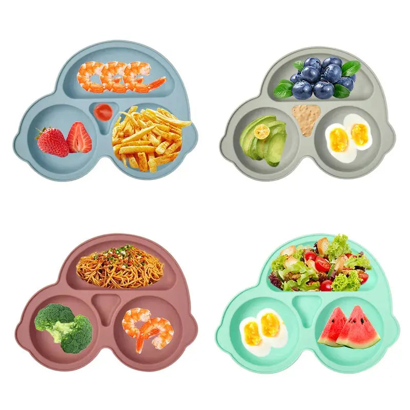 Baby Safe Silicone Dining Plate Suction Cartoon Children Dishes Feeding Toddler Training Tableware Retro Kids Smile Face Bowl Nova Trendz