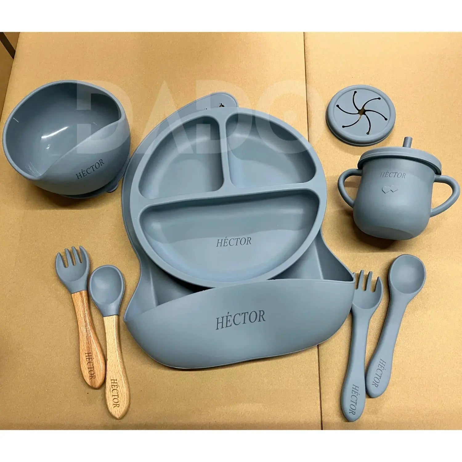 Customized Baby Silicone Feeding Set with Suction Cup Personalized Name Dish Divided Plate Bowl Spoon Cute Kid Eating Tableware Nova Trendz
