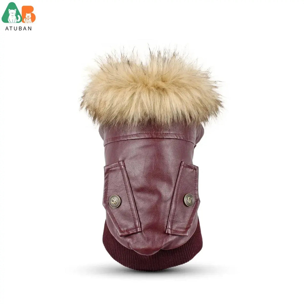 ATUBAN Leather Dog Coats Waterproof Dog Winter Coat Puppy Jackets for Small to Medium Dogs clothes for pets dog clothes winter - Nova Trendz