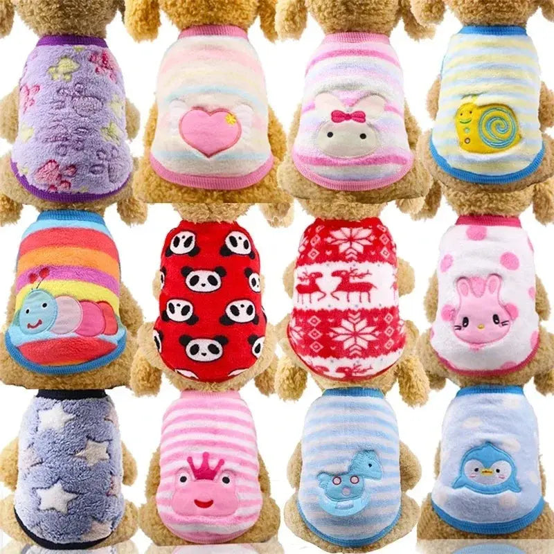 Cartoon Fleece Pet Cat Clothes Winter Warm Pet Dog Vest Puppy Cat Sweater Dog Clothes For Small Dogs Cats Coat Jacket Pet Outfit - Nova Trendz