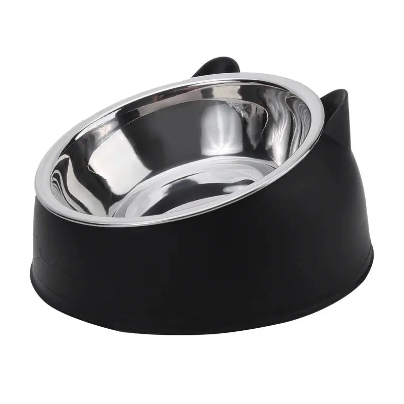 1pc Cat Bowl Lovely Creative Inclined Kitten Puppy Food Feeding Bowls Stainless Steel Cats Drinking Feeder Pet Dogs Cats Feeders - Nova Trendz