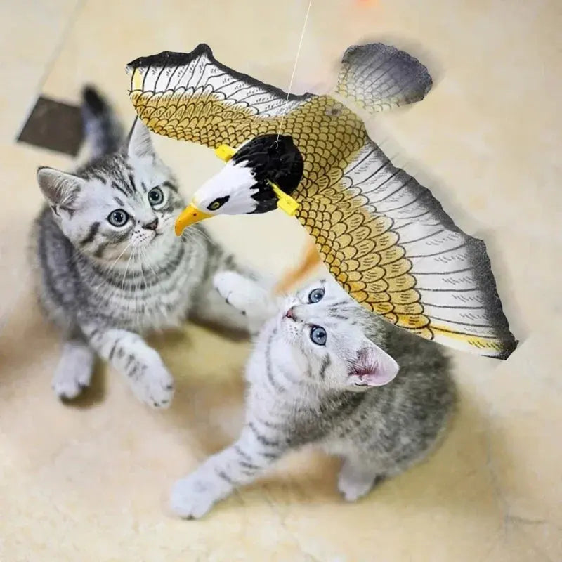 Simulation Bird Interactive Cat Toys Electric Hanging Eagle Flying Bird Cat Teasering Play Cat Stick Scratch Rope Pet Toys - Nova Trendz