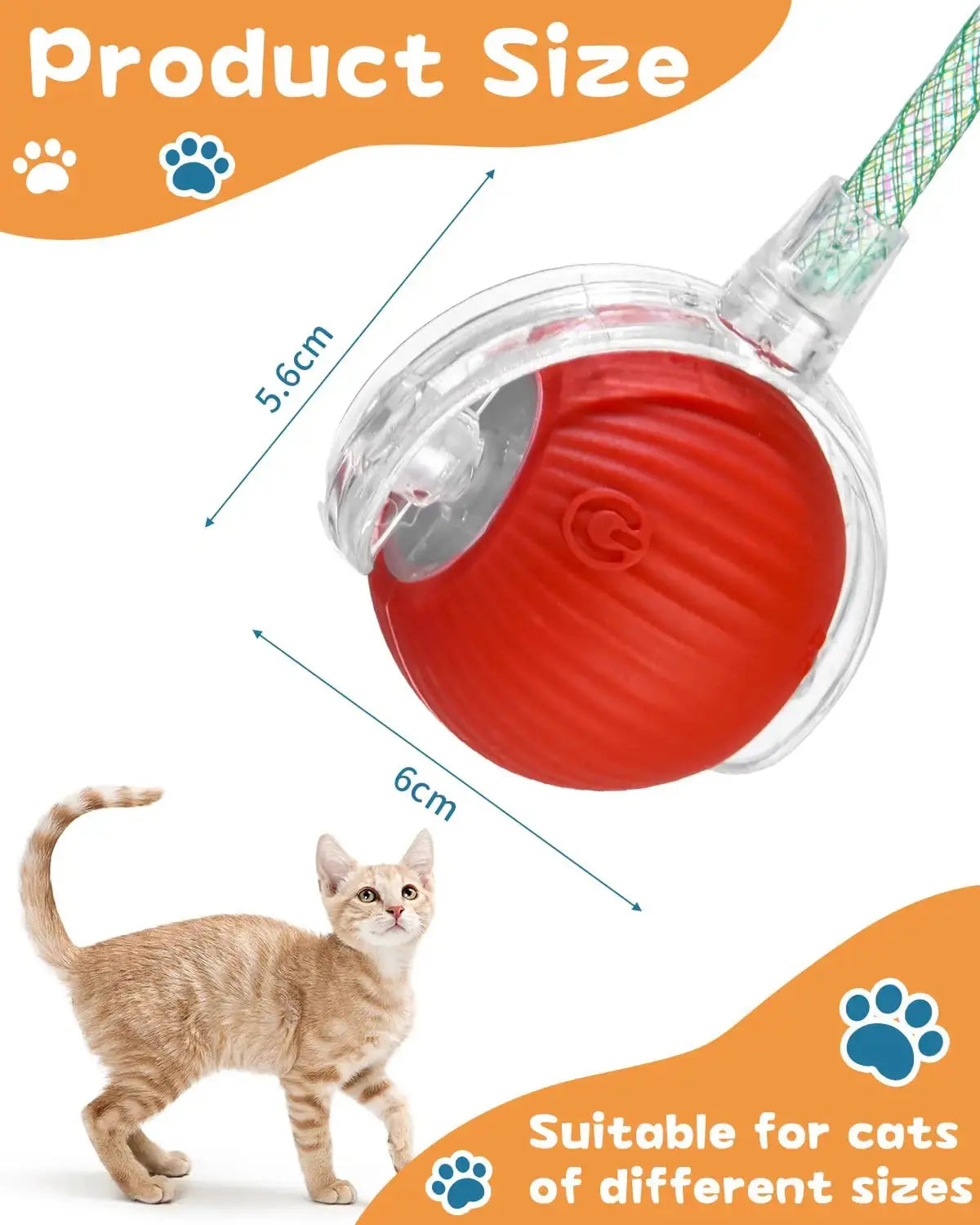 Cat Interactive Ball Toy, Automatic Rolling Ball with Tail, Rechargeable Smart Pet Interactive Toy, Intelligent Mouse for Cat - Nova Trendz