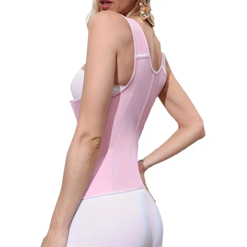 Popular High-Elasticity Court-Style Mesh Waist Cincher Corset Vest with Zipper and Button Closure Vintage Shapewear for Women - Nova Trendz