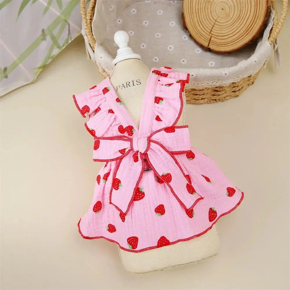 Strawberry Pattern Summer Dress for Dog Pet Clothing Dog Suspender Skirt Cats Puppy Cute Dog Costume Supplies - Nova Trendz