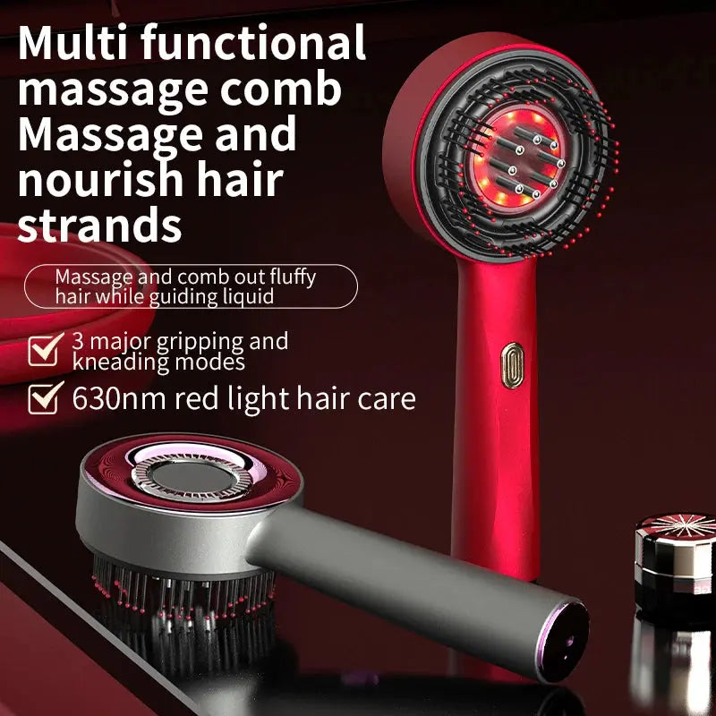3 Modes Electric Vibration Massage Comb Red Light Therapy Hair Growth Massage Scalp Brush Oil Liquid Applicator Head Massager - Nova Trendz