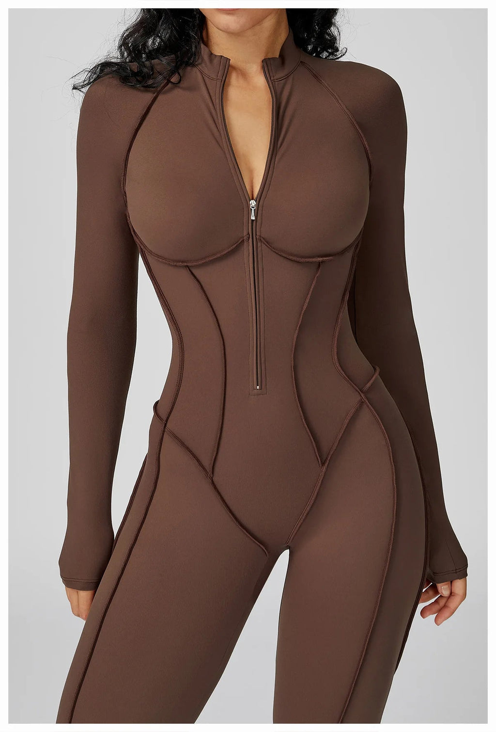 Yoga Bodysuit Long Sleeved Women's Tracksuits Gym Zipper Jumpsuits Sports Workout High-intensity Fitness One-piece Tights Suit Nova Trendz