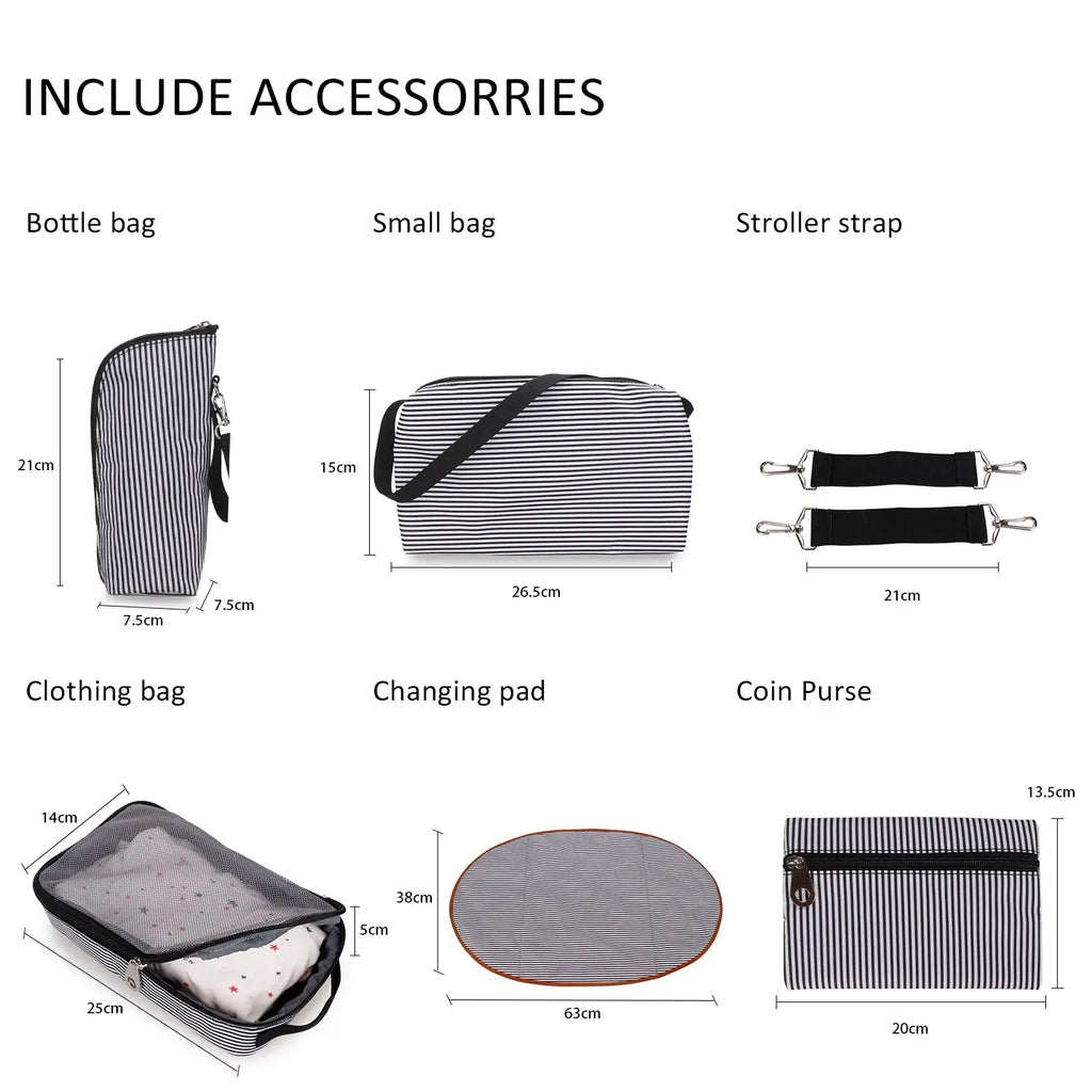 7pcs Nappy Changing Bag Set,Multifunction Mummy Tote Bag Baby Changing Bag Shoulder Handbag Travel Diaper Bag Nova Trendz