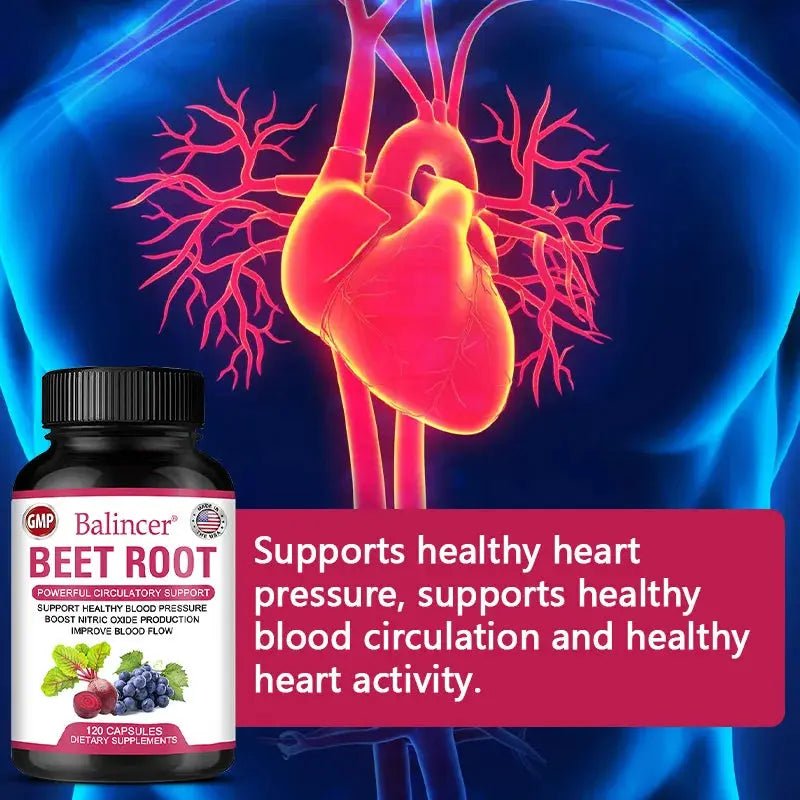 Organic Beet Root Powder Extract + Black Pepper, Vitamin and Mineral Supplement, Blood Circulation, Blood Pressure Health Nova Trendz