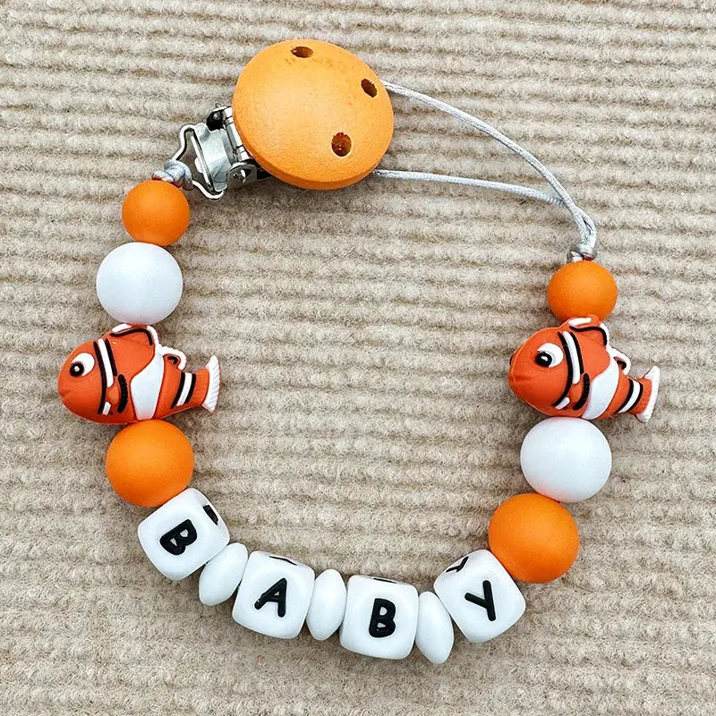 Personalize Silicone Letters Name Baby Popular Silicone Bead Pendant Pacifier Clips Chains Holder Teether Baby Kawaii Toy Gifts Nova Trendz