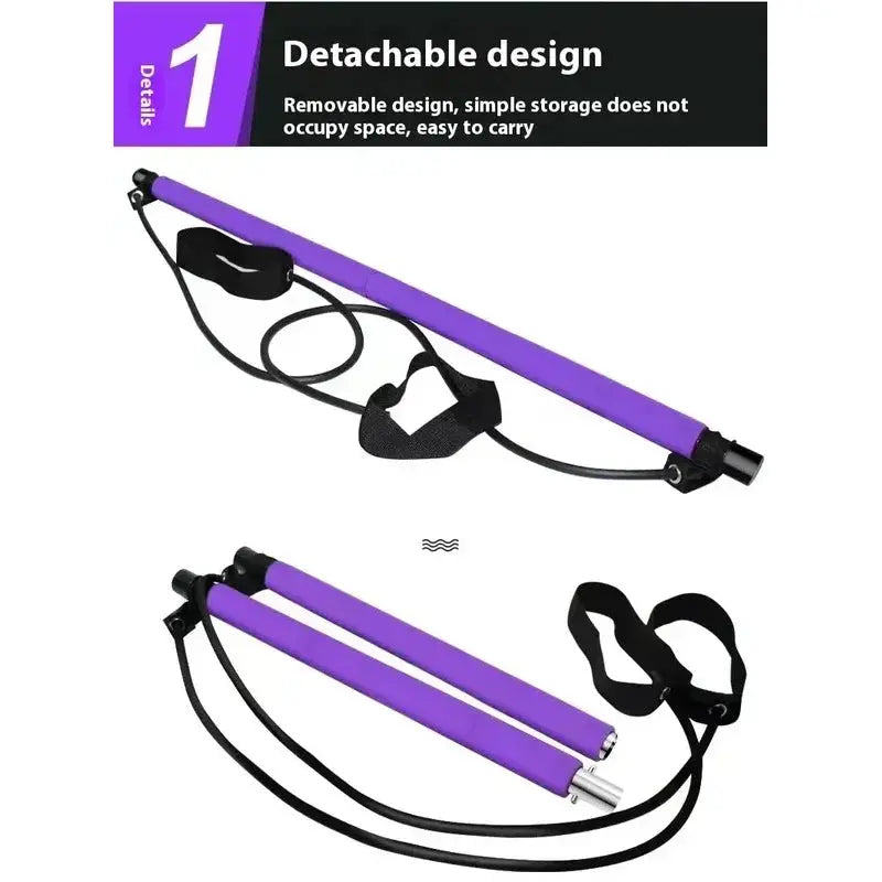Pilates stick multi functional fitness stick Yoga Pilates gym equipment elasticity exercise training hip pulling rope workout Nova Trendz