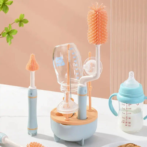 4Pcs Silicone Baby Bottle Brush Long Handle Cleaning Set 360 Degree Rotating Cleaner Nipple Brush Set Feeding Bottles Cleaner Nova Trendz
